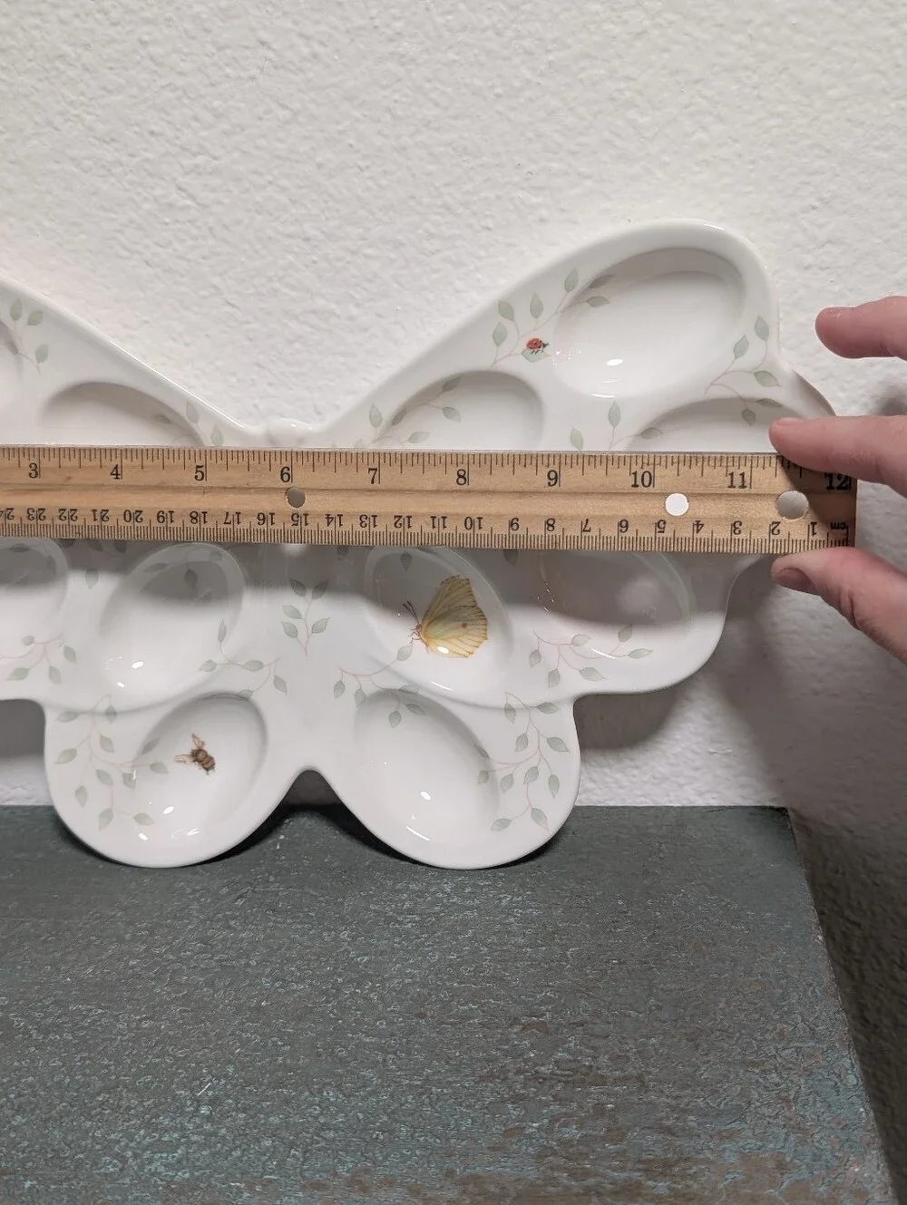 Vintage Lenox Butterfly Meadow Deviled Egg Dish Sculpted Platter Floral Bee